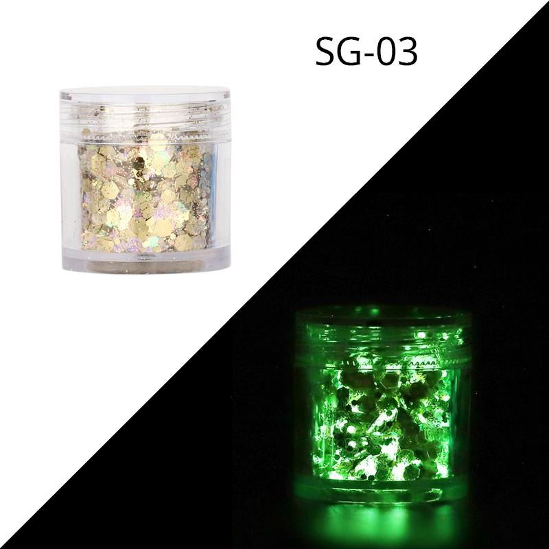 10g/bag Glow in the Dark Pigment Powder Long-lasting Fluorescent Phosphor Pigment for Nail Decoration Luminous Glitter Powder