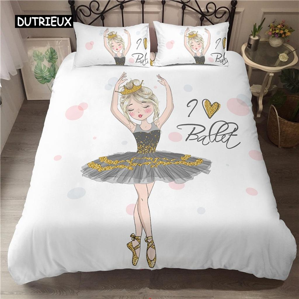 Комплект постельного белья для девочек с изображением балетных танцев, мультяшных балерин, для девочек, комплект постельного белья для детей и подростков, двухспальное одеяло из микрофибры, двуспальное одеяло размера «king-size»