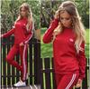 Женский полосатый свитшот с круглым вырезом и брюки-джоггеры, 2-piece спортивный костюм, повседневный спортивный наряд S-XL