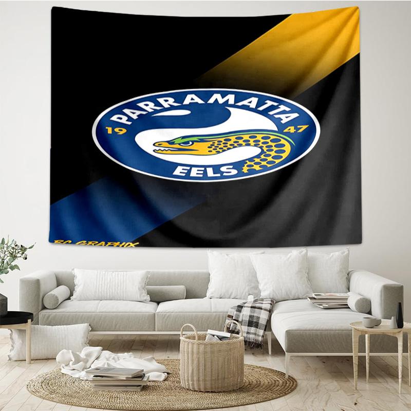 Parramatta Eels Team Crest Tapestry Room Decoration Wall Hanging for Living Room Bedroom, dormitory, Birthday and Christmas gifts