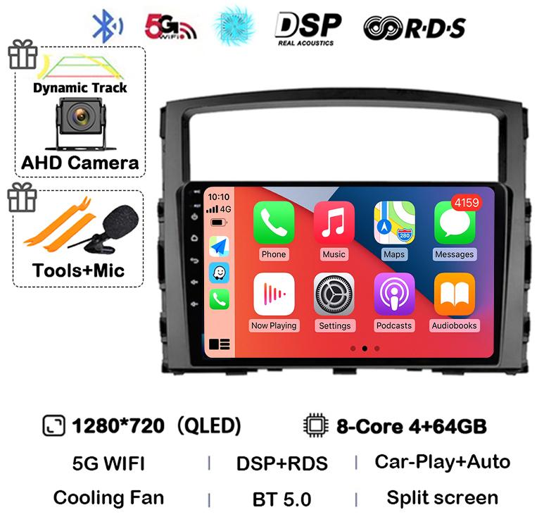 Android 14 Carplay Auto для Mitsubishi Pajero 4 V80 V90 2006 2007 2008 2009 - 2014 Автомобильный Радио Мультимедиа Видео Плеер GPS Стерео