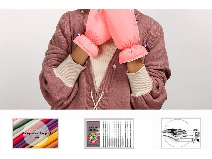 Мужские и женские ветрозащитные зимние велосипедные перчатки - Толстые, теплые хлопковые варежки