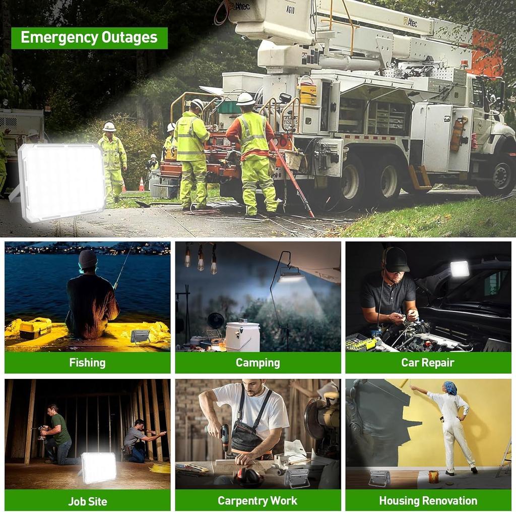 50W Rechargeable Work Light 7 Lighting ModesMagnetic Work Light Battery Powered Waterproof116 LEDS USB for Camping Fishing