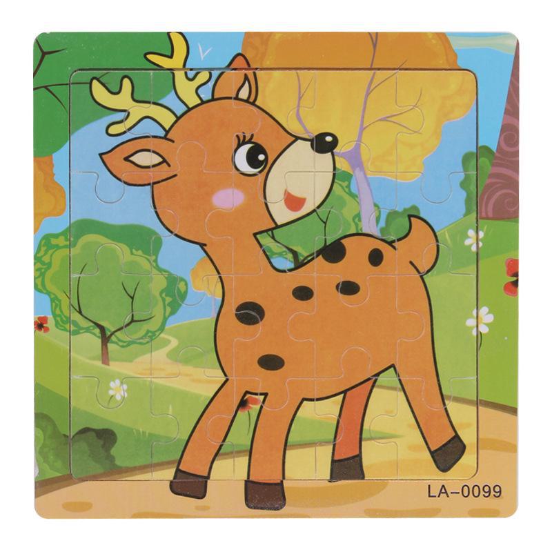20-Piece Wooden Animal Cartoon Puzzle for Children Ages 3-7: Educational Early Learning Toy