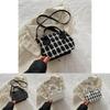 Trendy Fashionable Small Square Shoulder Bag In Black White And Plaid For Everyday Use