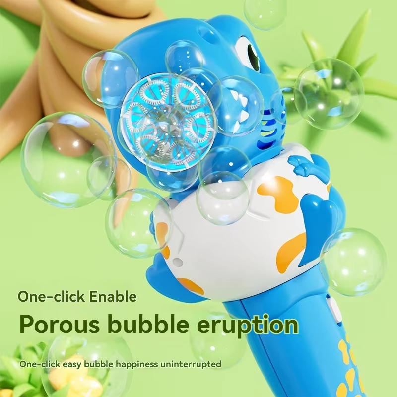 6 Hole New Dinosaur Bubble Gun Handheld Fully Automatic Bubble Machine Without Battery And Bubble Water For Kids Christmas Gift