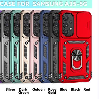 Для Чехол Samsung A35 Чехол Samsung Galaxy A35 5G Capas ПК Ударопрочная Броня Сдвижная Защита Объектива Камеры Кольцо-Держатель Fundas Samsung A35 A 35