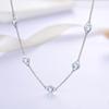 S925 Silver Long Necklace for Girls with Natural Sky Blue Topaz Peridot Amethyst Gemstones 60cm 50cm Length Fine Jewelry
