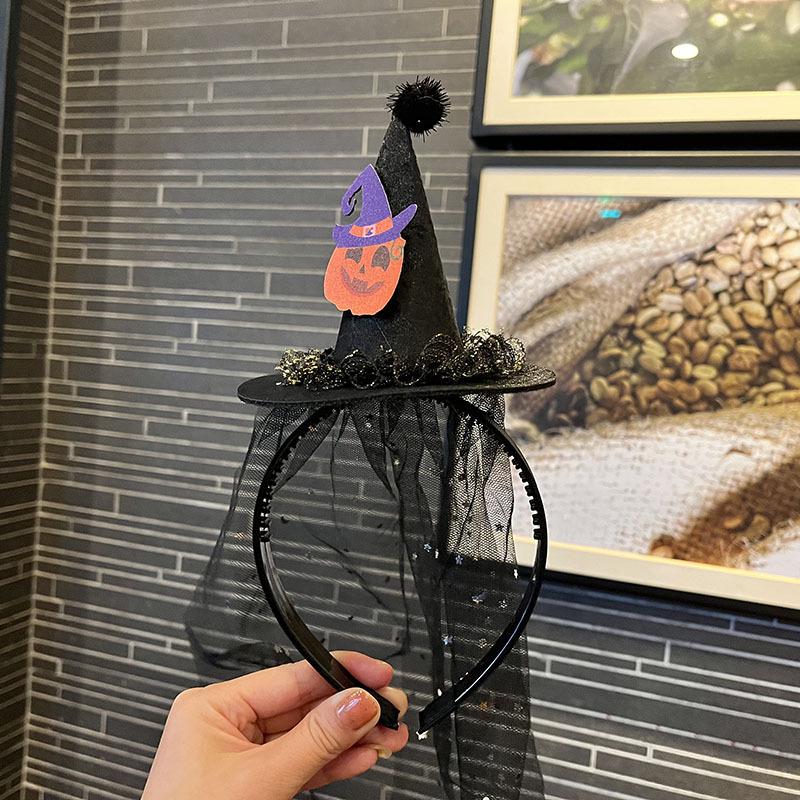 Cross-border Halloween Witch Hat Headband & Pumpkin Ghost Hair Clip for Children