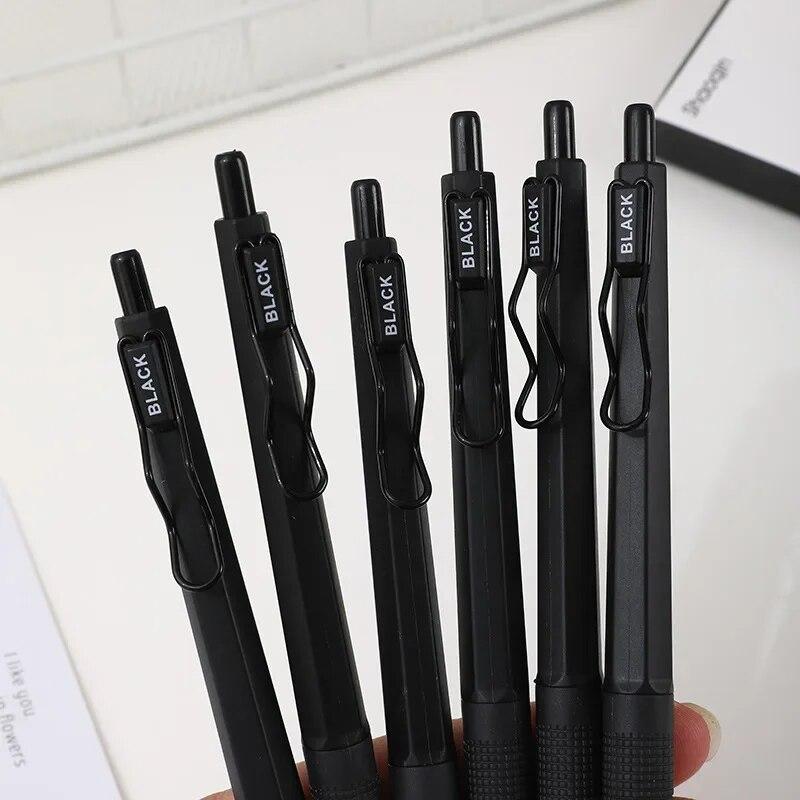 6 шт./компл., простая гелевая ручка, корейская мода, белая, черная, однотонная, канцелярские принадлежности, гелевая ручка, милый альбом для скрапбукинга, ручка с черными чернилами 0,5 мм