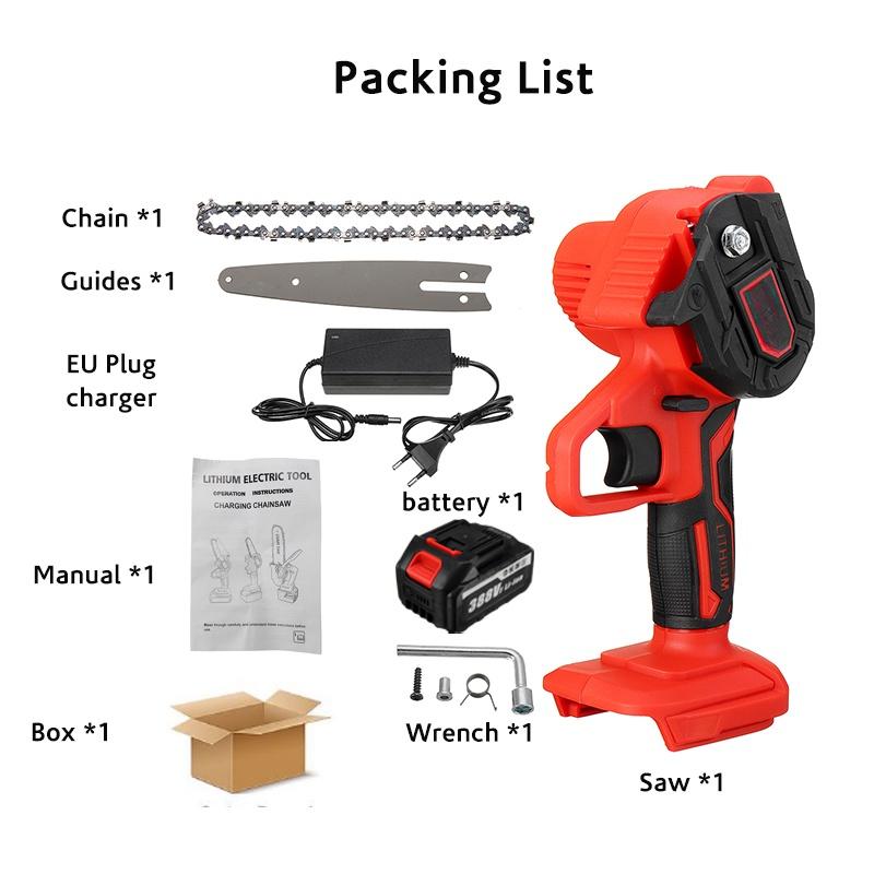 6-дюймовая мини-электрическая пила для обрезки 3000 Вт, перезаряжаемая, маленькая цепная пила для колки дров, деревообрабатывающий инструмент для сада, фруктового сада, обрезки веток