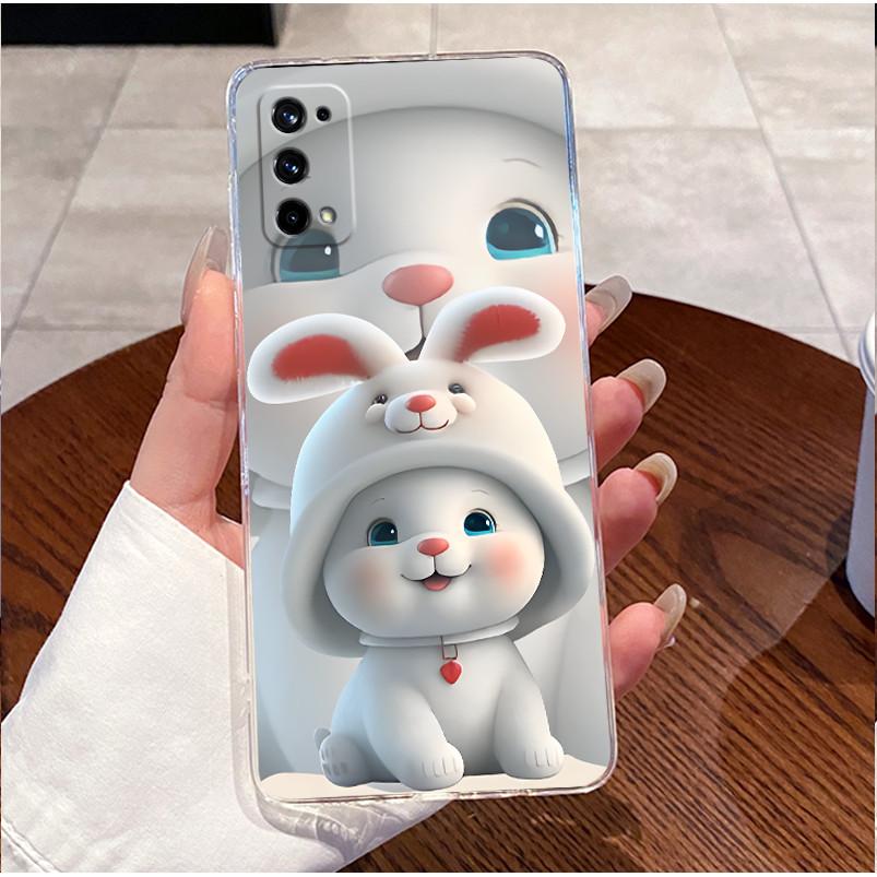 Силиконовый чехол для Realme X7 Pro Прозрачный Роскошный Милый Кролик Любовь Забавный Мягкий корпус для телефона RealmeX7 X7Pro RMX2176 RMX2121 Обложка