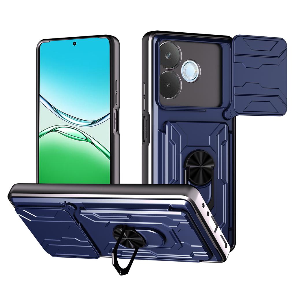 Для Oppo A5 Pro 5G (Глобальный) Чехол ПК+ТПУ с подставкой и сдвижной крышкой для камеры