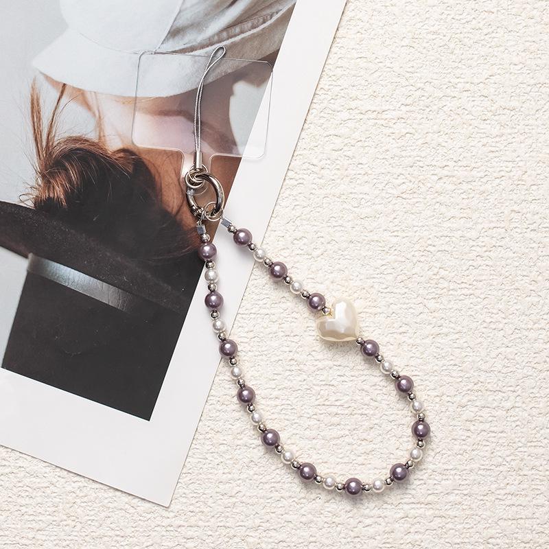 Жемчужный бант на запястье: Стиль Douyin, Защита от потери, Универсальная высококлассная цепочка из бусин для мобильных телефонов