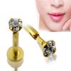 KODY PIERCING 14k Gold Gemstone Lip Labret Piercing Jewelry In Hollow Yellow Gold With Zircon CZ Square 2.0mm Setting 10mm Length