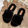 Winter Women Furry Slippers Soft Plush Faux Fur Floor Shoes Indoor Ladies Warm Home Slippers Open Toe Fluffy House Slides
