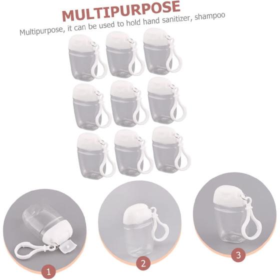 Mikinona Refillable Cosmetic Containers Set - 9PCS 30ML Portable Travel Size Bottles with Keychain - Cap Carrier Leakproof Plastic Bottles for