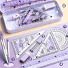 8-Piece Set Of Measuring Rules For Students Including Compass Measuring Angle Ruler Triangular Ruler Measuring And Drawing Compl
