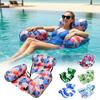 Fabric Cover Inflatable Pool Float Leaves Pattern Swim Floating Raft Water Hammock  Party Toy