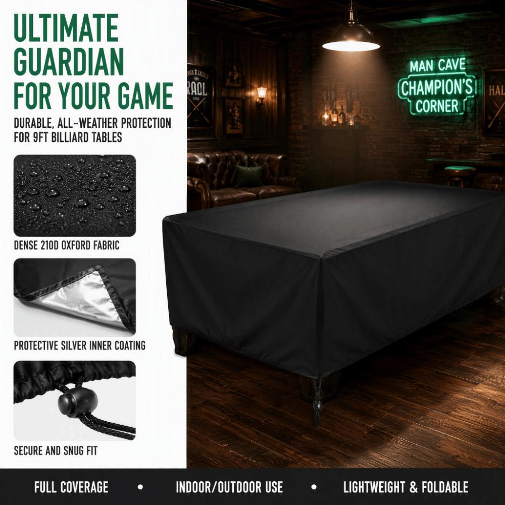 9ft Size Billiard Table Cover Black Color Full-Drop Pool Table Cover Pool Table Cover Indoor Use