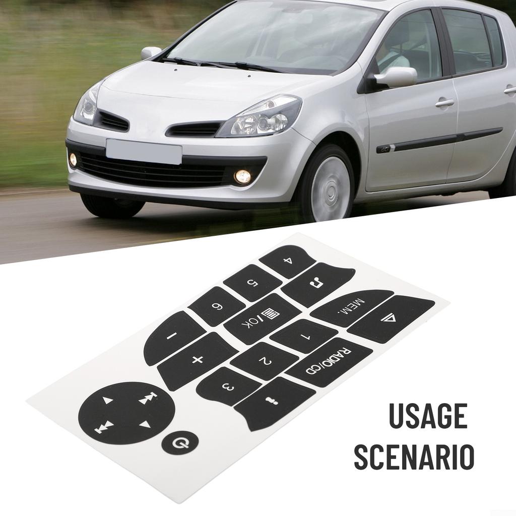 Наклейка для ремонта кнопок Custom Fit для Renault, черная накладка с белой надписью