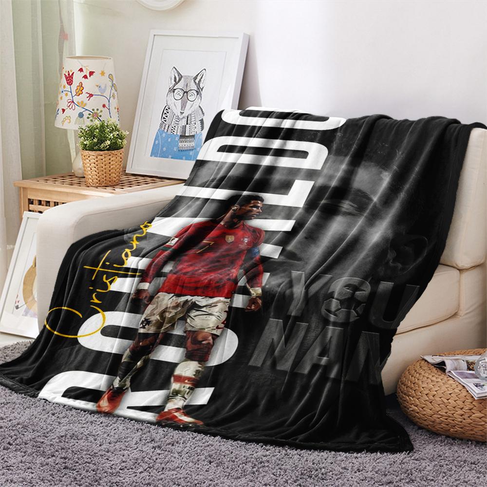 1PC Custom Name Cristiano Ronaldo Patterned Flannel Blanket Suitable For All Seasons for Home Decor Warmth and Comfort Gifts Holiday Present_xia