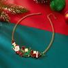 Exaggerated Enamel Santa Claus Christmas Tree Splicing Bangle for Women Dainty Xmas Necklace Bracelet Earrings Jewelry Set Gift