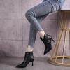 2024 Winter Casual New Hot Selling Women's Ankle Boots Fashion Pointed Toe Pleated Stiletto Heels Outdoor Dress High Heels