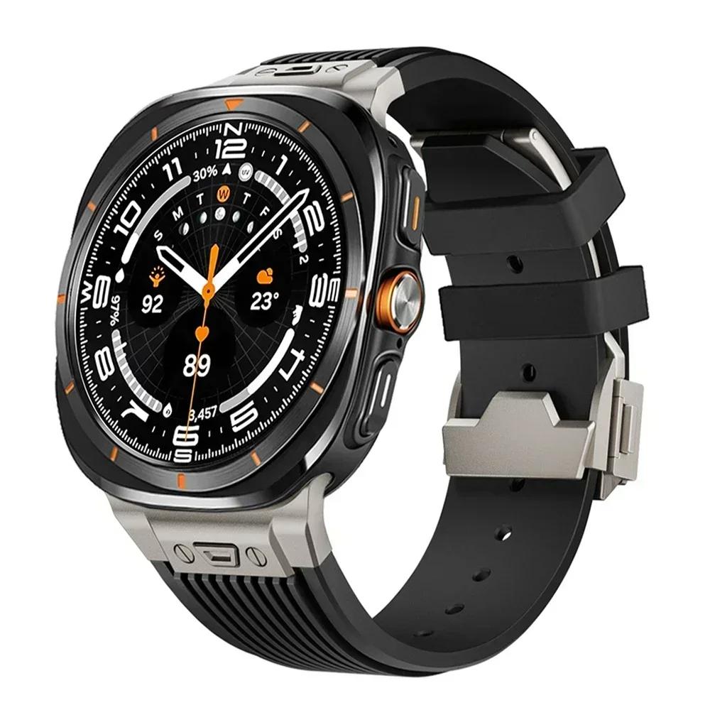 Спортивный ремешок для Samsung Galaxy Watch Ultra 2025 Пряжка из нержавеющей стали Мужской роскошный ремешок для Samsung Galaxy Watch 7 Ultra 47 мм Ремешок