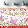 2D Princess Crown Butterfly Backdrop for Girl's Elegant Themed Party Decor