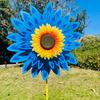 Sunflower Pinwheel 3-Tier Sunflower Garden Wind Spinner Ground Insert Yard Decor Windmill for Patio Lawn Decoration
