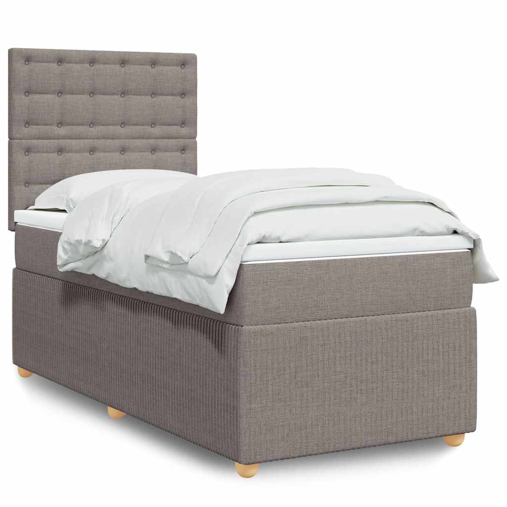 Box Spring Bed with Mattress Taupe 80 x 200 cm Fabric