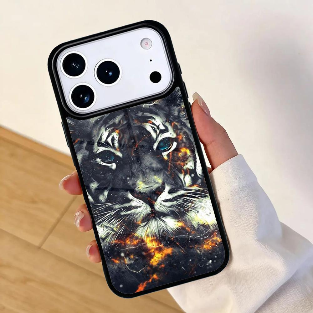 Lion Tiger Face Mobile Phone Case for IPhone 17 AIR 16pro Max 15 14 13 12 11 Bumper Cover