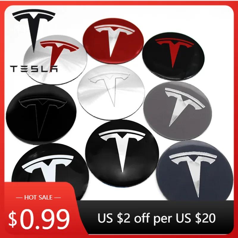 Автомобильная наклейка Tesla Car 56 мм Значок Наклейки на центральные колпачки ступиц для Tesla Model S Model 3 2024 Model Y X Колпачок центра колеса шины Значок