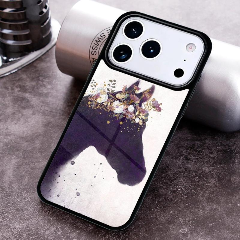 Чехол для телефона с акварельными цветами и лошадью для iPhone 17 16 15 Pro Max Air 14 13 12 11 Plus Ударопрочный чехол