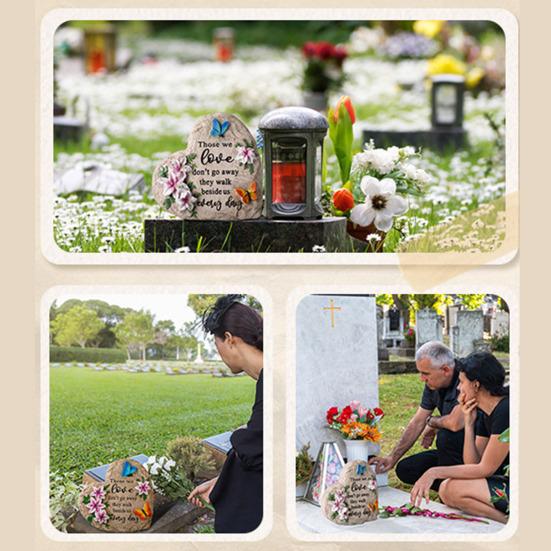 Memorial Garden Stone Resin Love Heart Shaped Stone Sympathy Gift Outdoor Memorial Ornament for Bereavement Loss of Loved One Condolence Gifts