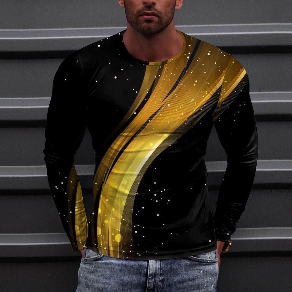 Муж. Футболка Круглый вырез Одежда Одежда На открытом воздухе Длинный рукав С принтом Модельер Винтаж