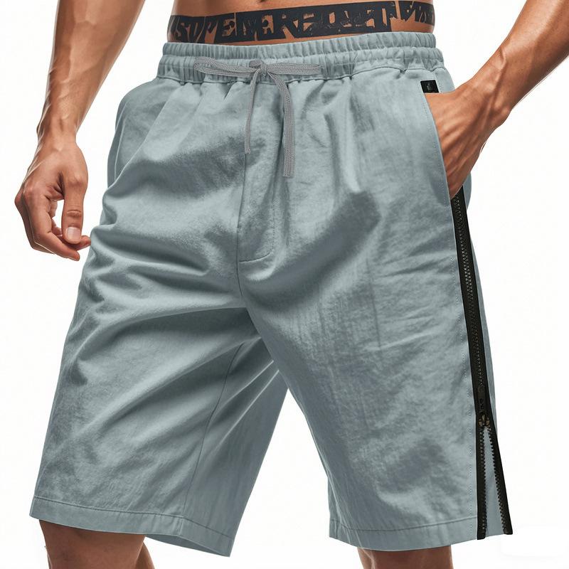 Летние мужские шорты хип-хоп с боковой молнией, повседневные, свободные, спортивные, пляжные, пятиточечные, мужская одежда