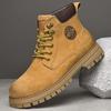 Fashion Winter Plush Retro Yellow Desert Boots Men's Genuine Leather Laced Cowboy Boot High Quality Outdoor Leisure Wear-resistant Boots