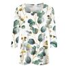 Shirt For Women's Fashion Casual Square Neck 3/4 Sleeve Loose Printed T-Shirt Ladies Top