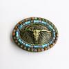 Zinc Western Cowboy Belt Buckle with Cow Skull & Horse Head