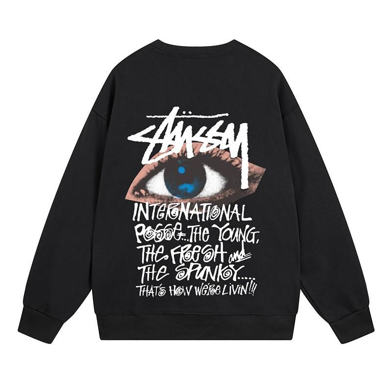 Unisex Streetwear Letter Print Fleece Cotton Sweatshirt Loose Fit Round Neck Long Sleeve Winter Daily Wear