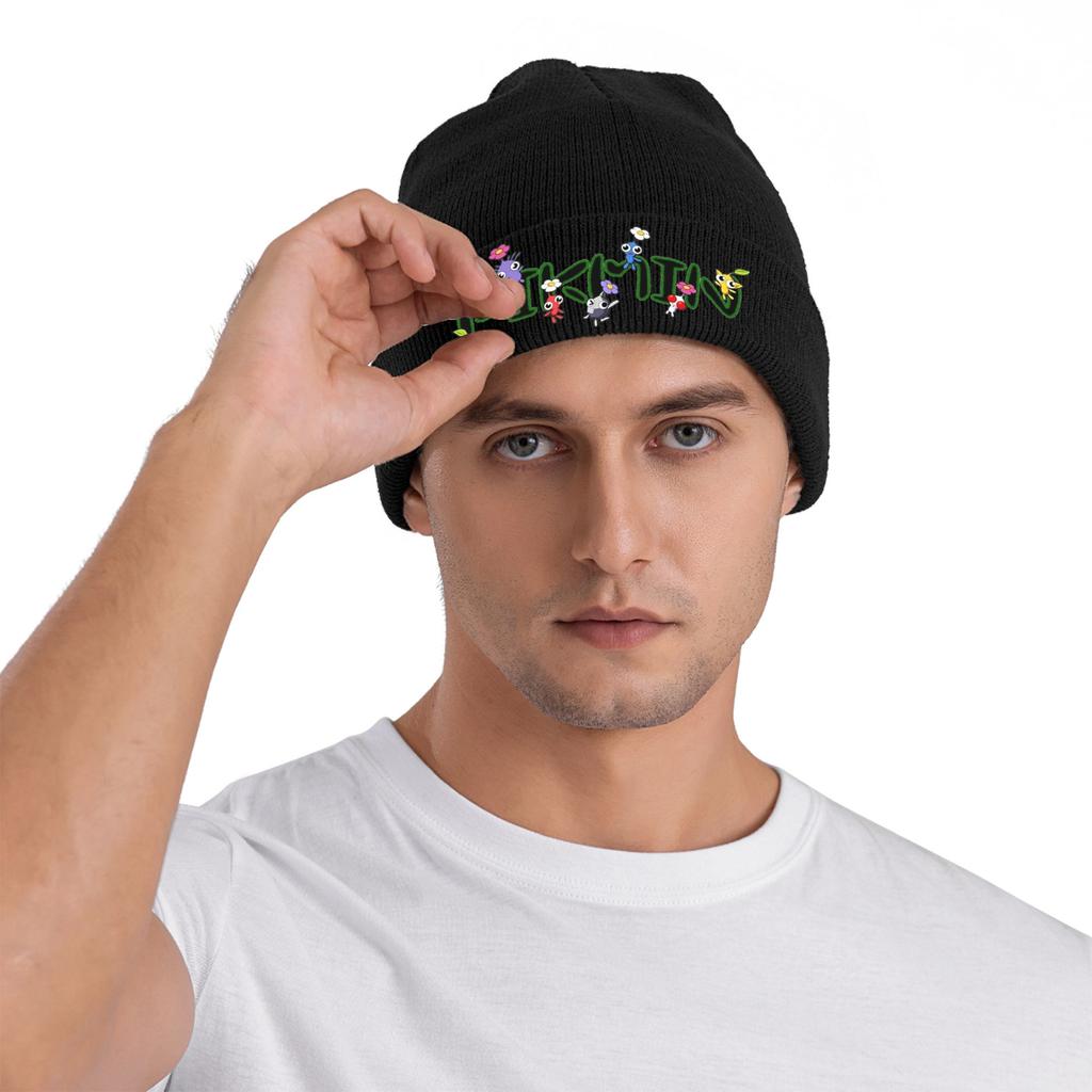 Pikmins Family Fun on Green Bonnet Hats Game Beanie Hats Winter Design Skullies Beanies Casual Unisex Adult Hippie Warm Cap