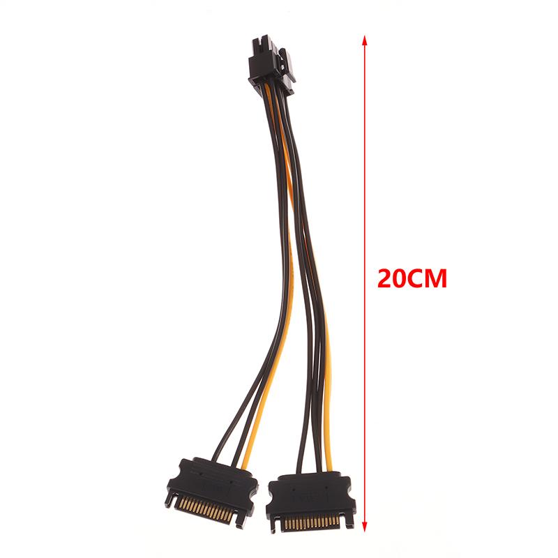 1 шт. Кабель питания Двойной 15-контактный SATA Папа к 8-контактному Папа PCI Express PCI-E Адаптер-разветвитель для видеокарты