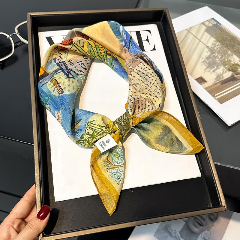 30% Silk 70% Cotton Scarf Women Square Neck Shawls Wraps for Ladies Foulard Scarves Pashmina Female Hijab Bandana Bufanda 70cm