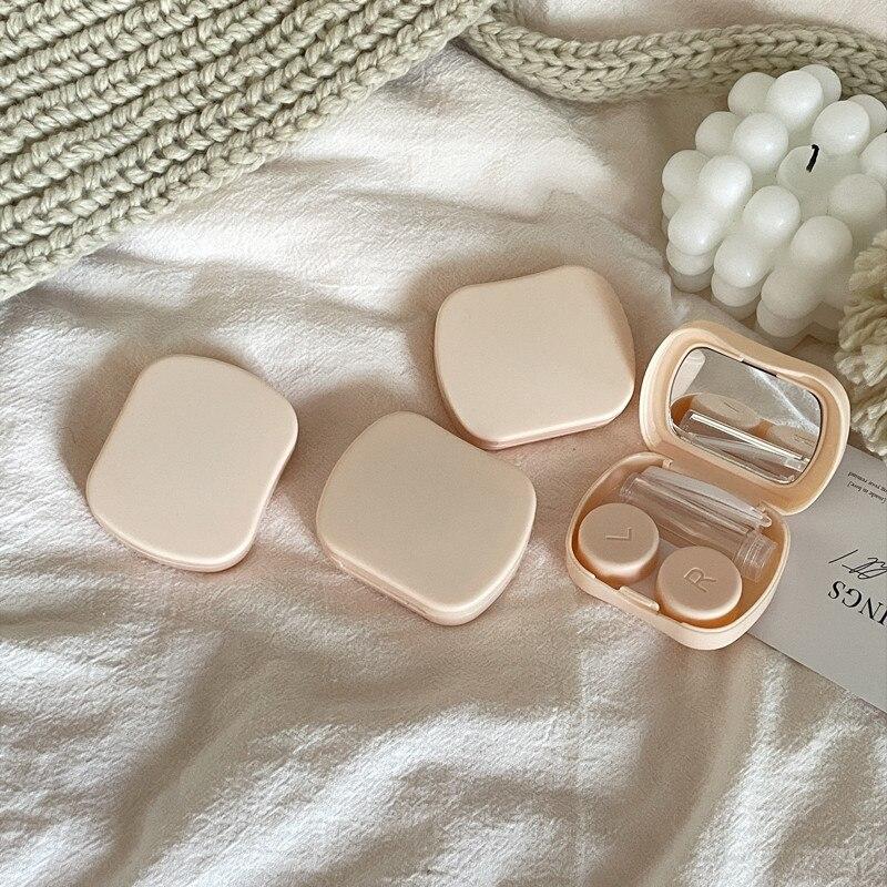 Мини однотонный чехол для контактных линз, контейнер для контактных линз, дорожный держатель для девочек, контейнер для глаз с зеркалом