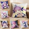 H-Hololive M-Minato Aqua Pillow Case Printing Pillowcase Living Room Sofa Cushion Cover Bedroom Room Decor