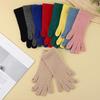 Korean Version of Autumn and Winter Women's Cold Proof Gloves Knitted Warm Wool Solid Color Touch Screen Gloves Thickened Simple Student Gloves