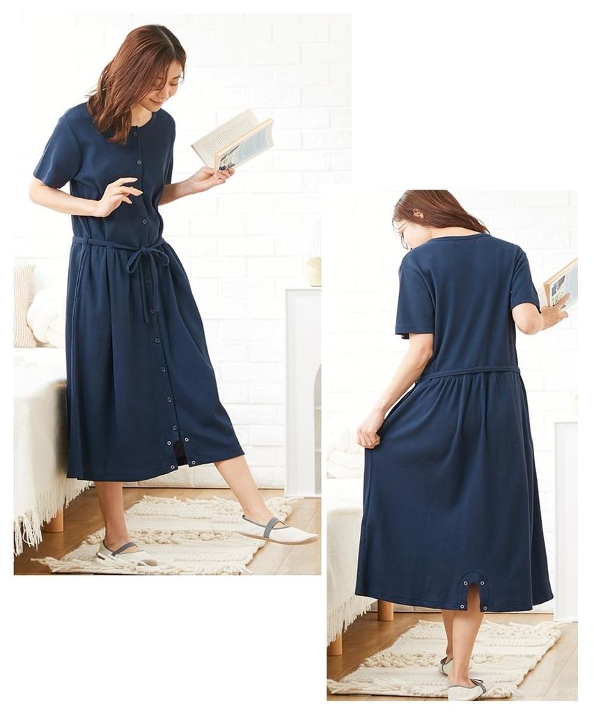 Nissen Maternity Waffle Pajamas and Maternity Size 4L Loungewear/Pajamas [Maternity Wear/Nursing Clothes] Short-Sleeved 2-Way One-Piece (Pre-