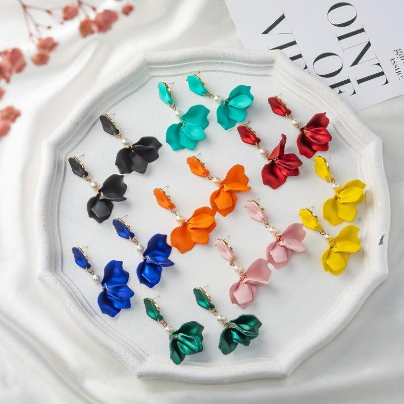 Pinkdudu Осень/зима новые висячие серьги с лепестками и листьями, модные серьги-подвески с покрытием из сплава для женщин, ювелирные аксессуары, PD471